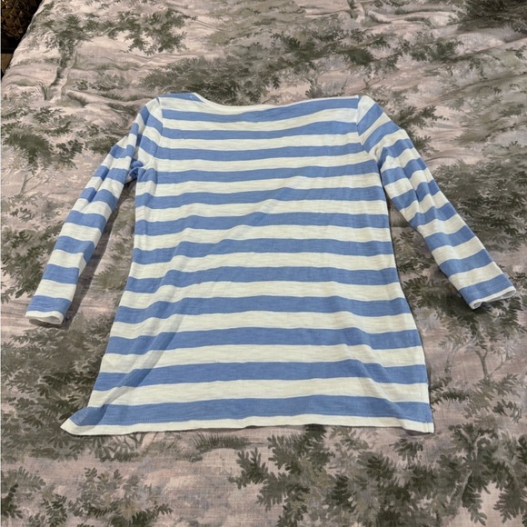 Talbots Blue and White Long Sleeve Tee with Botanical Print - Picture 3 of 7